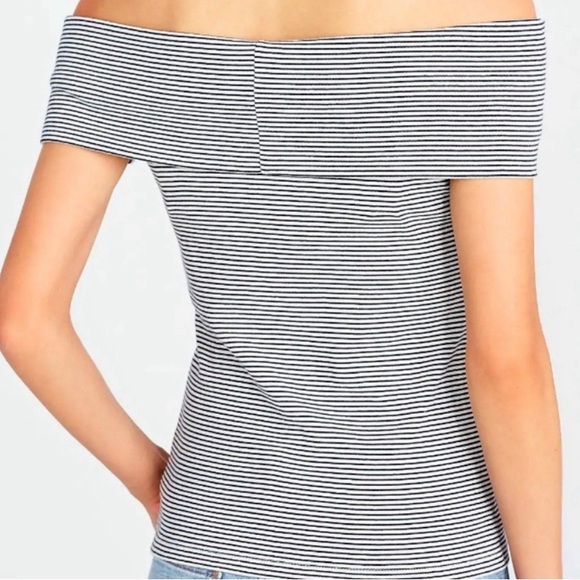 J. CREW Off the Shoulder Short Sleeve Striped T-Shirt - Picture 10 of 10
